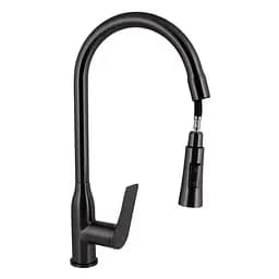 Змішувач для кухні Qtap Vlasta New з висувним виливом QTVLA344GMB45647 Gunmetal Black PVD Шліфований чорний хром - мініатюра 3