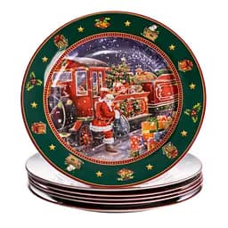 Набір новорічних тарілок з порцеляни Santa 6 шт 26.5 см Yiwu HP-SDHK-6