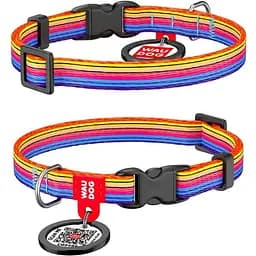 Ошейник для собак Waudog Nylon нейлоновый c QR паспортом, рисунок Линия 1, пластиковый фастекс, XS, Ш 10 мм, Дл 20-30 см