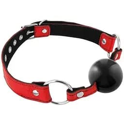Кляп Fetish Tentation Premium LeaTher gag With silicone ball Red