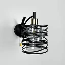 Чорне металеве бра Лофт у корпусі 25х16 см з плафоном Line F Арт. 8190/1W BK+GR