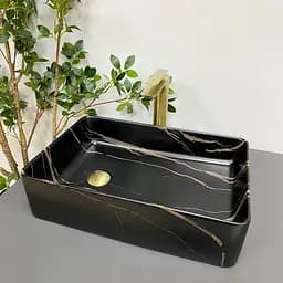 Умивальник VBI Velletri black stone matt накладний VBI-015902, Чорний матовий