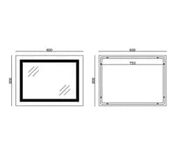 Дзеркало Mixxus TALL MR08-80x60-REVERSE з LED Touch, Anti-fog, димером, регулюванням яскравості (MI6659) - мініатюра 5