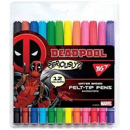 Фломастеры Yes Marvel Deadpool, 12 цветов (650477)