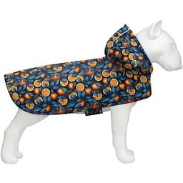 Дощовик-накидка з капюшоном для собак Waudog Clothes, малюнок "Апельсини",L, А 48-52 см, B 60-70 см, С 42-52 см