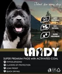 Гіпоалергенні пелюшки Landy 60х90 см для цуценят і собак з активованим вугіллям 60 шт. (4250231609060)