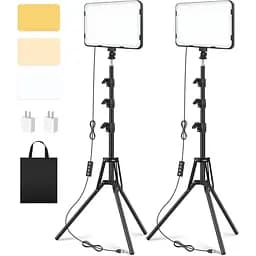 Комплект из 2 светодиодных видеоосвещений для видеосъемки с 62,99-дюймовой подставкой для штатива, Unicucp 2500-8500K Dimmable