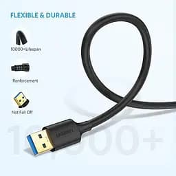 Кабель Ugreen US128 USB 3.0 A Male to Male Cable 1 м чорний (10370) - мініатюра 2
