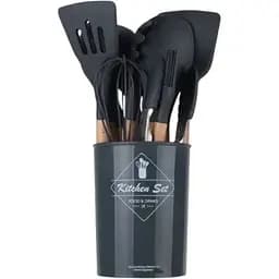 Набір кухонного приладдя Edenberg Silicone kitchen utensils set 12 предметів Чорний