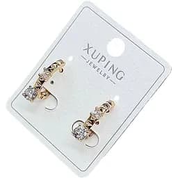 Сережки кільця Xuping з прозорими кристалами гіпоалергенне медичне золото