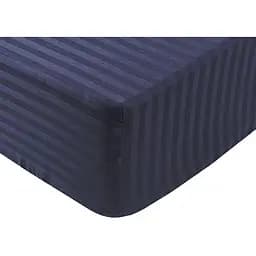 Простыня Iris Home Отель Сатин Страйп на резинке 200х100х25 см темно-синяя (svt-2000022319461)