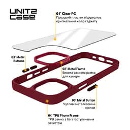 Чехол для Apple iPhone 14, UNIT2, бордовый, ударопрочный, прозрачный противоударный чехол-накладка из TPU и поликарбоната (PC), с защитными бортиками, защита всего корпуса от ударов и царапин, ArmorStandart (ARM69943) - мініатюра 4