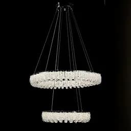 Двоярусна підвісна кришталева люстра L33038/600+400/2 LED (CH) - хром, 182 Вт, діаметр 60 см, від 16 до 25 м2