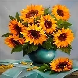 Алмазная мозаика Josef Otten Подсолнечники букет на подрамнике 30х30 см (1596971779)