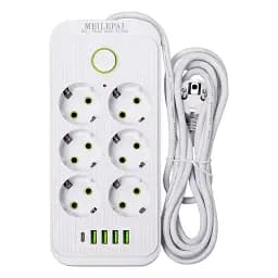 Сетевой фильтр-удлинитель Yiwu HP-5-23 SMART F06U на 6 розеток 5 USB 3 метра белый 