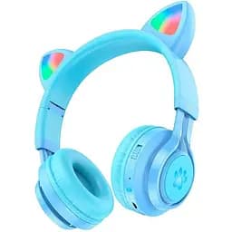 Наушники детские Hoco Cat ear kids BT headphones W39 голубые
