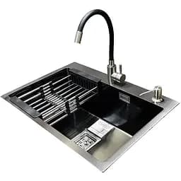 Комплект мойка + смеситель Romzha Arta Nova U-600 BL (C)