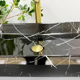 Умивальник VBI Triest black marmo glossy накладний VBI-012707, Чорний матовий - мініатюра 5
