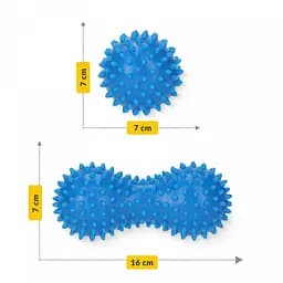 Масажний м'яч подвійний з шипами 4FIZJO Spike+ 7 x 16 см Blue (P-5905973403337) - мініатюра 6