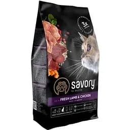 Сухой корм Savory для стерилизованных кошек со свежим ягненком и курицей 400 г