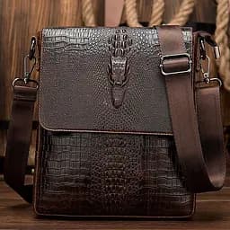 Сумка з тисненням під шкіру крокодила 20039 Vintage коричнева - мініатюра 9