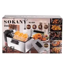 Побутова електрична фритюрниця Sokany на 3.5л захист від перегріву WJ-800 з кришкою та знімною чашею 2000Вт - мініатюра 5
