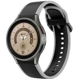 Ремінець для Samsung Galaxy Watch 5 Pro 45mm - чорно-сірий ширина кріплення 20мм силікон розмір L Watchbands Double Line (W12-4WB61153069)