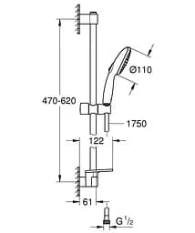 Душовий гарнітур Grohe Tempesta 2 режими струменя 110 27926003, Хром - мініатюра 4