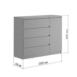 Комод в спальню MebelStar Нео 1Д4Ш 120x43x98 см Венге темний (MBS-1056) - мініатюра 5