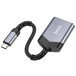 Адаптер перехідник Hoco UA25 2 в 1 card reader Type-C сірий - мініатюра 5