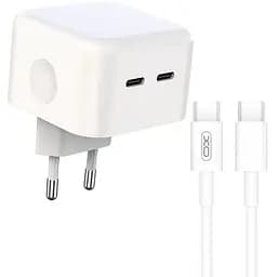 Сетевое зарядное устройство XO QC 3.0 L102 35W/2 USB-C + Type-C NB124 White