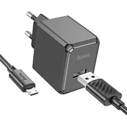 Комплект зарядного устройства Hoco CS11A 1USB 10.5W 5V/2.1A USB/MicroUSB 1m Black
