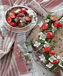 Набор для росписи по номерам Клубничное чаепитие, Strateg, 40x50 см, HH028