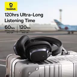 Накладні навушники Baseus Bowie H1s, Noise-Cancellation Wireless Headphones, BT5.4, ANC, 800mAh, 60h, 120h, black - мініатюра 13