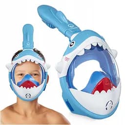 Маска для снорклінгу TSUNAMI Shark повнолицьова, дитяча Sky Blue (P-5907739318237) - мініатюра 2