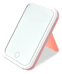 Дзеркало для макіяжу Salon Professional з LED підсвічуванням Настільне Сенсорна вбудована кнопка 3 рівня яскравості рожеве