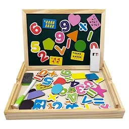 Деревянная игрушка Магнитная дощечка 2 в 1 MD 0815A, двусторонняя, пенал, мел
