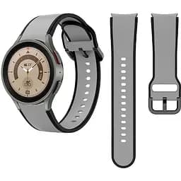 Ремінець для Samsung Galaxy Watch 5 44mm - сіро-чорний ширина кріплення 20мм силікон розмір L Watchbands Double Line (W12-3WB12143133)