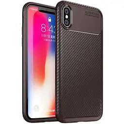 Чохол-накладка iPaky Carbon Fiber Series/Soft TPU Case Apple iPhone X Brown