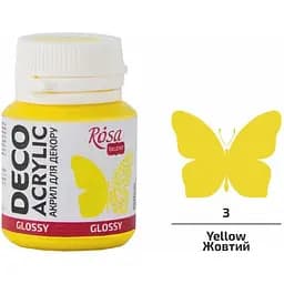Акрил для декору Жовтий (03) глянцевий 20 мл Rosa Talent