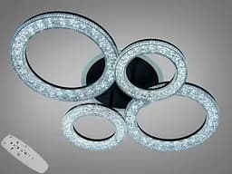 Стельова LED люстра 4 кільця чорна 72W пульт