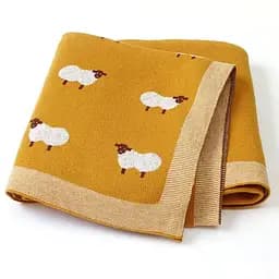 Плед Дитячий Lovely Svi Бавовна 80х100 см В'язаний Жовтий Вівці (3200228)