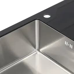 Кухонна скляна мийка Germece Handmade Black Glass нержавіюча сталь 3 мм прямокутна 78x51x20 см - мініатюра 3