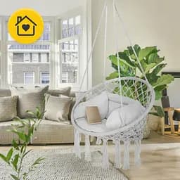 Крісло-гойдалка 4FIZJO Boho Dream 80 см з подушкою, підвісна, плетена Grey (P-5905973404532) - мініатюра 5