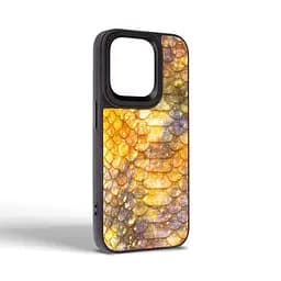 Кожаный чехол для Apple iPhone 14 Pro, Harder Nagas, желтый, термополиуретан ТПУ + экокожа с имитацией кожи Наги, панель, защита корпуса, противоударный, микрофибра, рамка вокруг камеры, защита всего корпуса, (ARM76751) - мініатюра 2