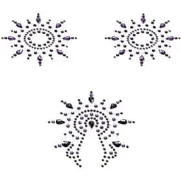 Пестіс з кристалів Petits Joujoux Gloria set of 3 - Black/Purple, прикраса на груди та вульву
