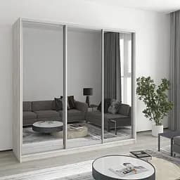 Шкаф-купе трехдверный MebelStar Стандарт AL 3 Зеркала 210x60x210 см Аляска серый (MBS-3031)