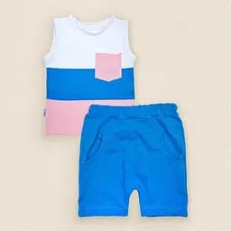 Комплект літній дитячий Stripes зріст 80 см (9 - 12 місяців) Malena Білий з рожевим та блакитним