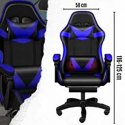 Крісло геймерське Yato Player з підставкою для ніг та масажем Blue/Black (100002) - мініатюра 3