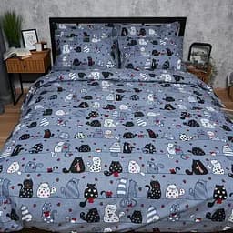 Комплект постільної білизни Moon&Star Бязь Gold Люкс Feline Fun Сімейний 160х220х2 наволочки 2х40х60 - мініатюра 3